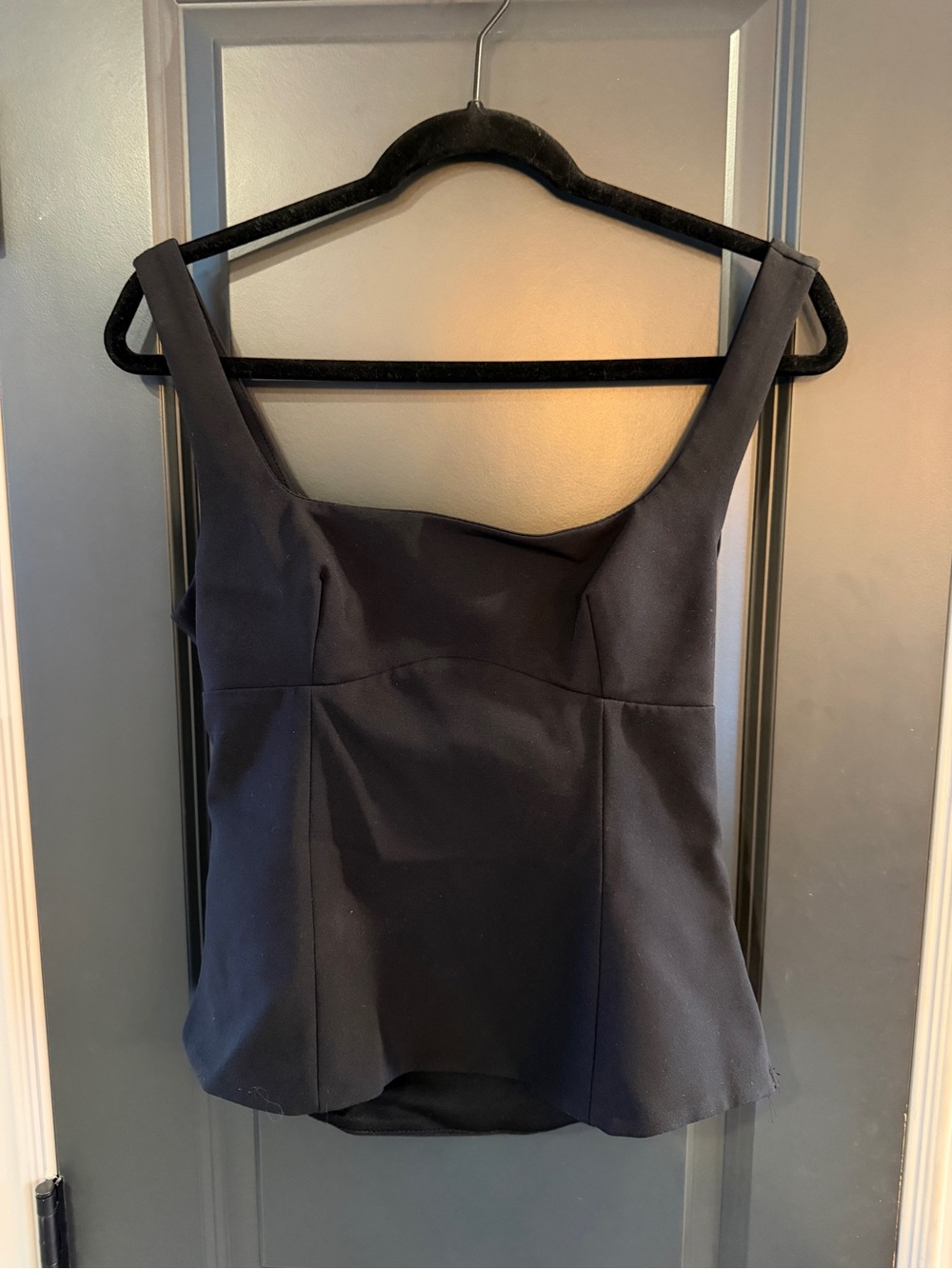Zara Black Square-Neck Camisole Top with open back & bow